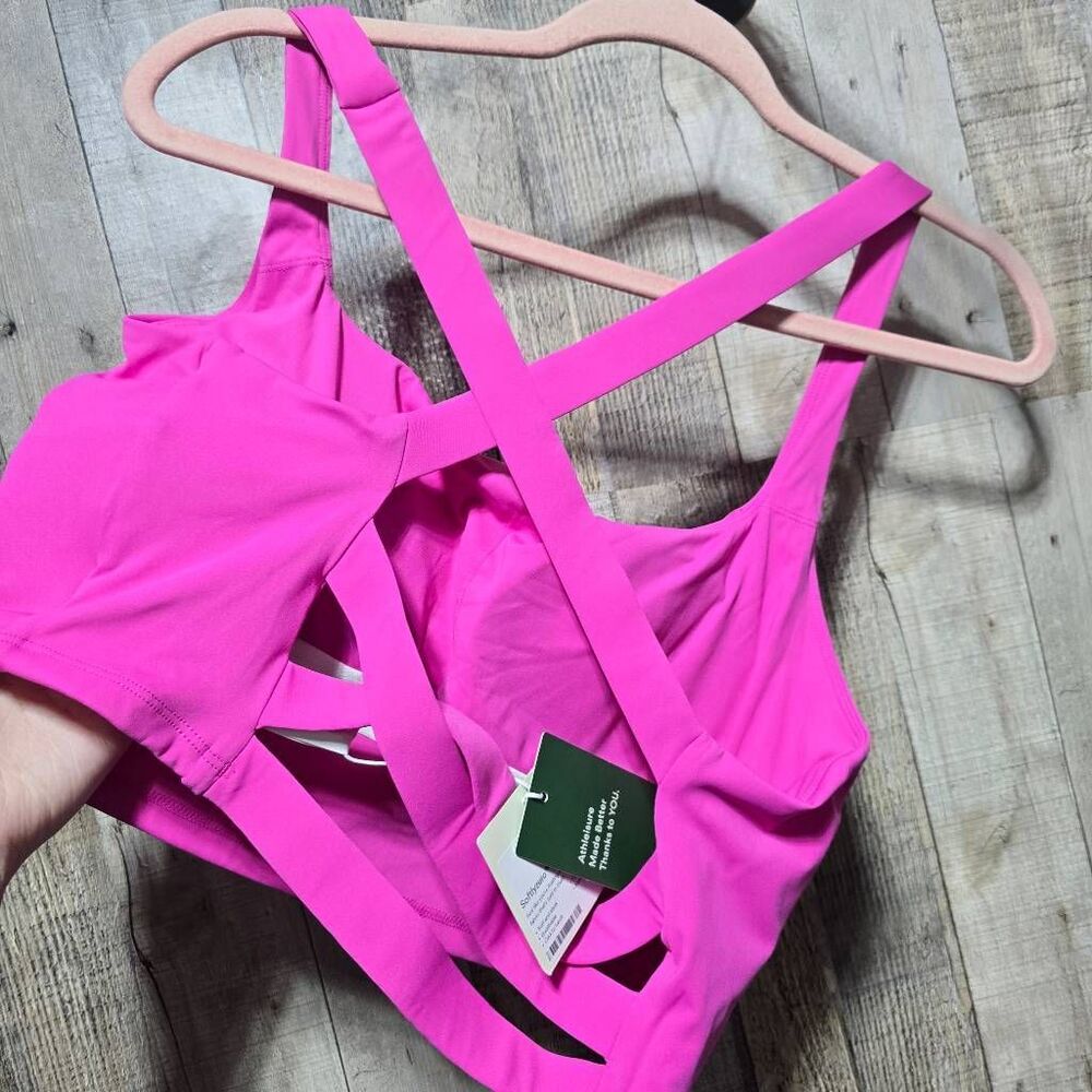 Halara SoftlyZero Airy Backless Sports Bra XL NWT Fuschia Fedora Gym Workout - Picture 4 of 7